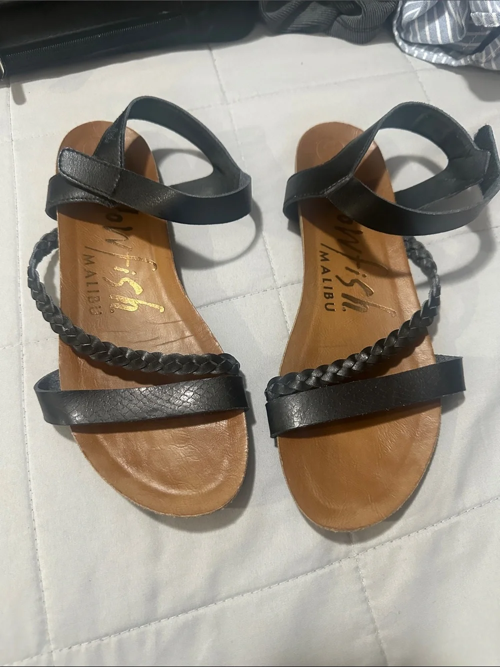 Matisse Black Braided Strap Leather Sandals
